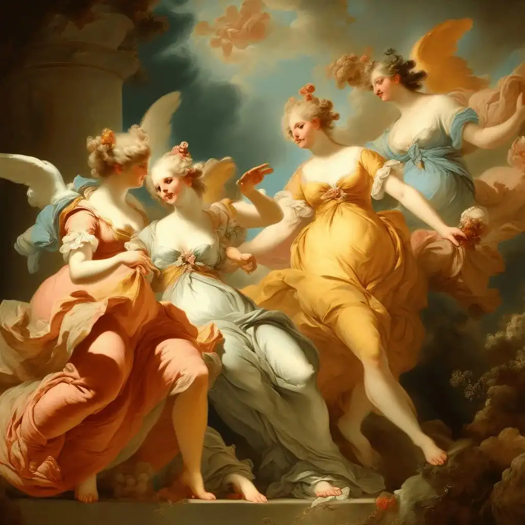 Psyche and Her Two Sisters – Jean-Honore Fragonard